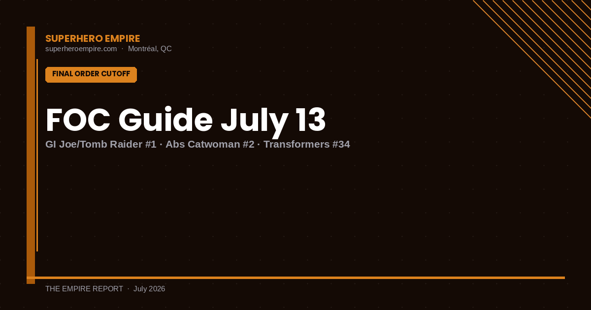 Final Order Cutoff — Monday July 13 2026