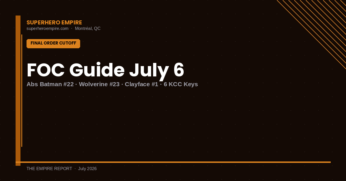 Final Order Cutoff — Monday July 6 2026