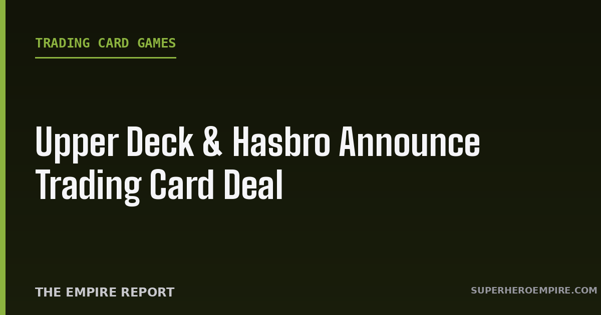 Upper Deck and Hasbro trading card partnership graphic