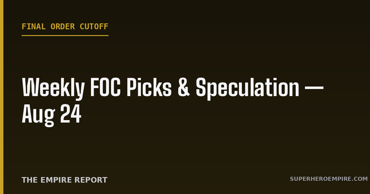 Weekly FOC Picks and Speculation August 24 2026 graphic