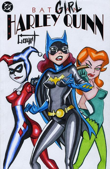 DF BATMAN HARLEY QUINN #1 SIGNED AND REMARKED WITH A BATMAN ADVENTURES #12 HOMAGE SKETCH BY JESSICA COURT