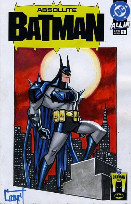 Df Absolute Batman #1 Blank Variant Signed And Remarked With An Absolute Batman Adventures Sketch By Jessica Court
