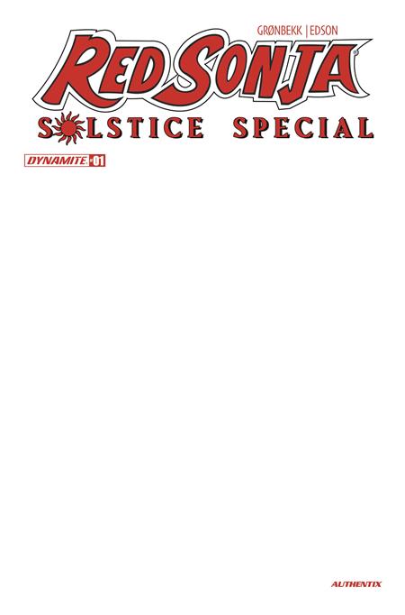 Red Sonja Solstice Special #1 (One Shot) Cvr D Blank Authentix Var