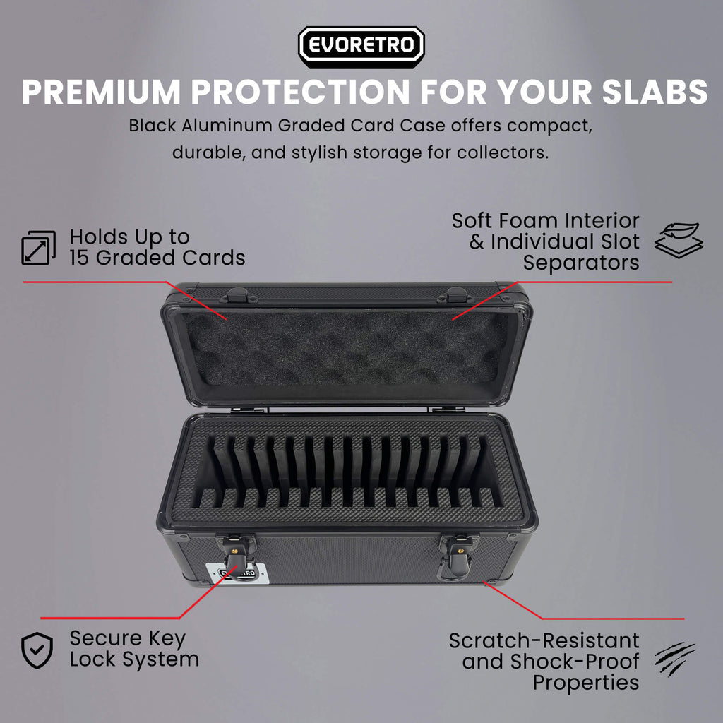 EVORETRO Graded Card Storage Case 15-Slot | Black