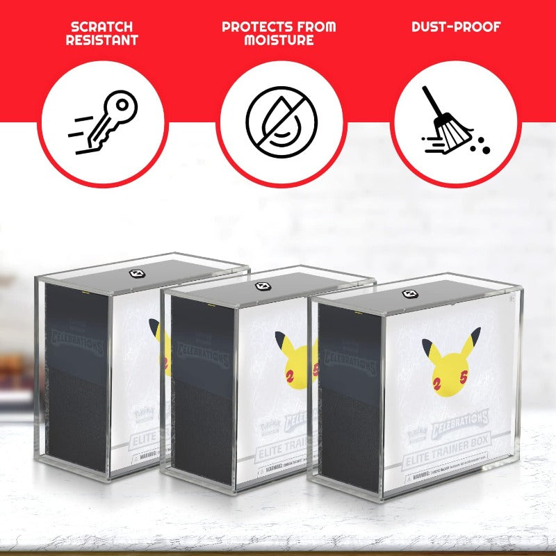 Pokemon ETB Elite Trainer Box w/ Sliding Lid Anti-UV - EVORETRO Acrylic Protector 4.0MM (Pack of 4)