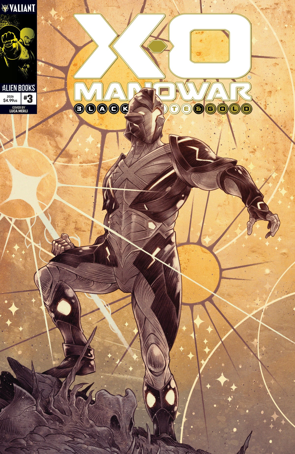 X-O Manowar: Black, White & Gold #3 Cover A (Merli)