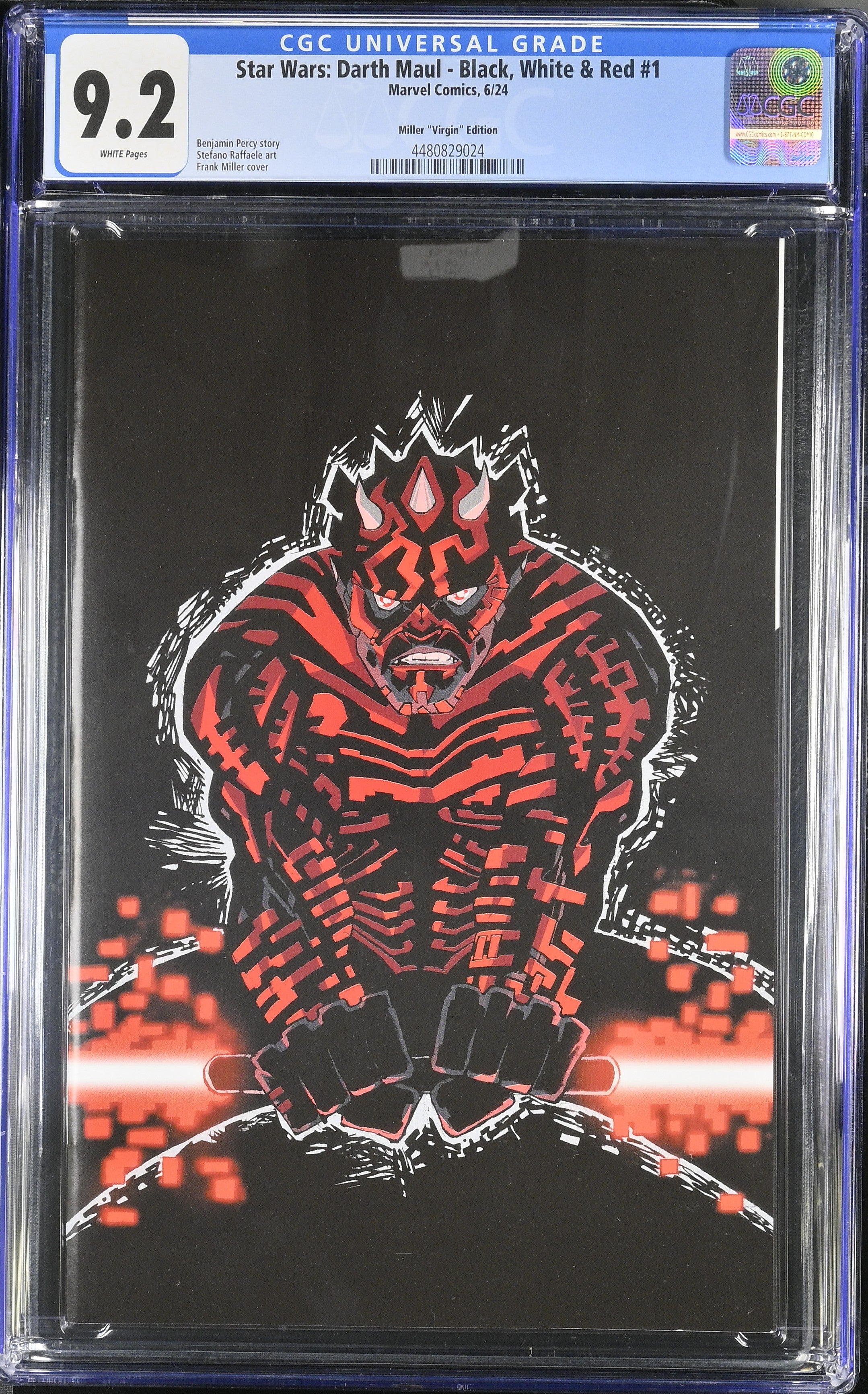 Star Wars: Darth Maul - Black, White & Red #1 (2024) CGC 9.2 - Miller 'Virgin' Edition
