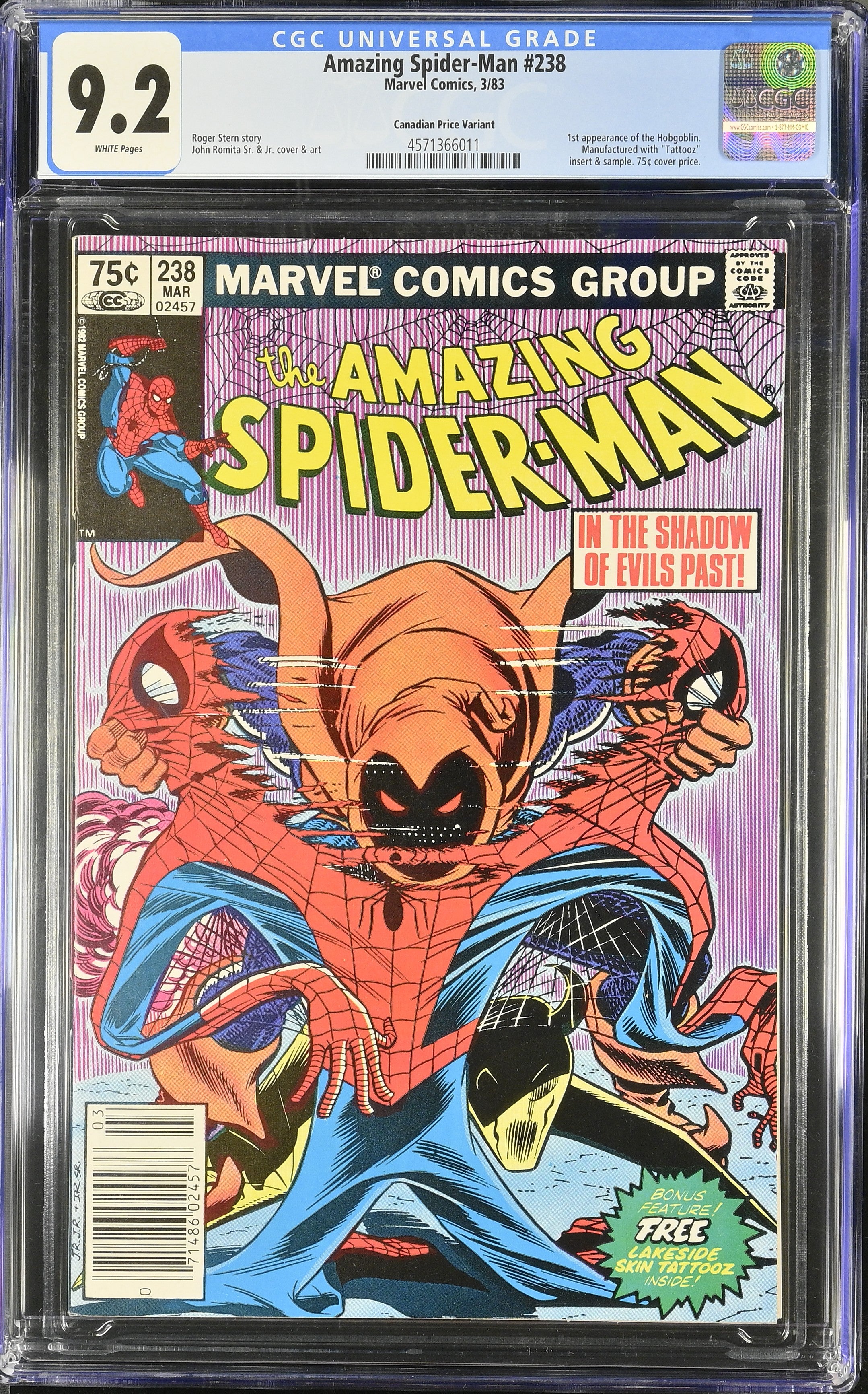 Amazing Spider-Man #238 (1983) CGC 9.2 - Canadian Price Variant