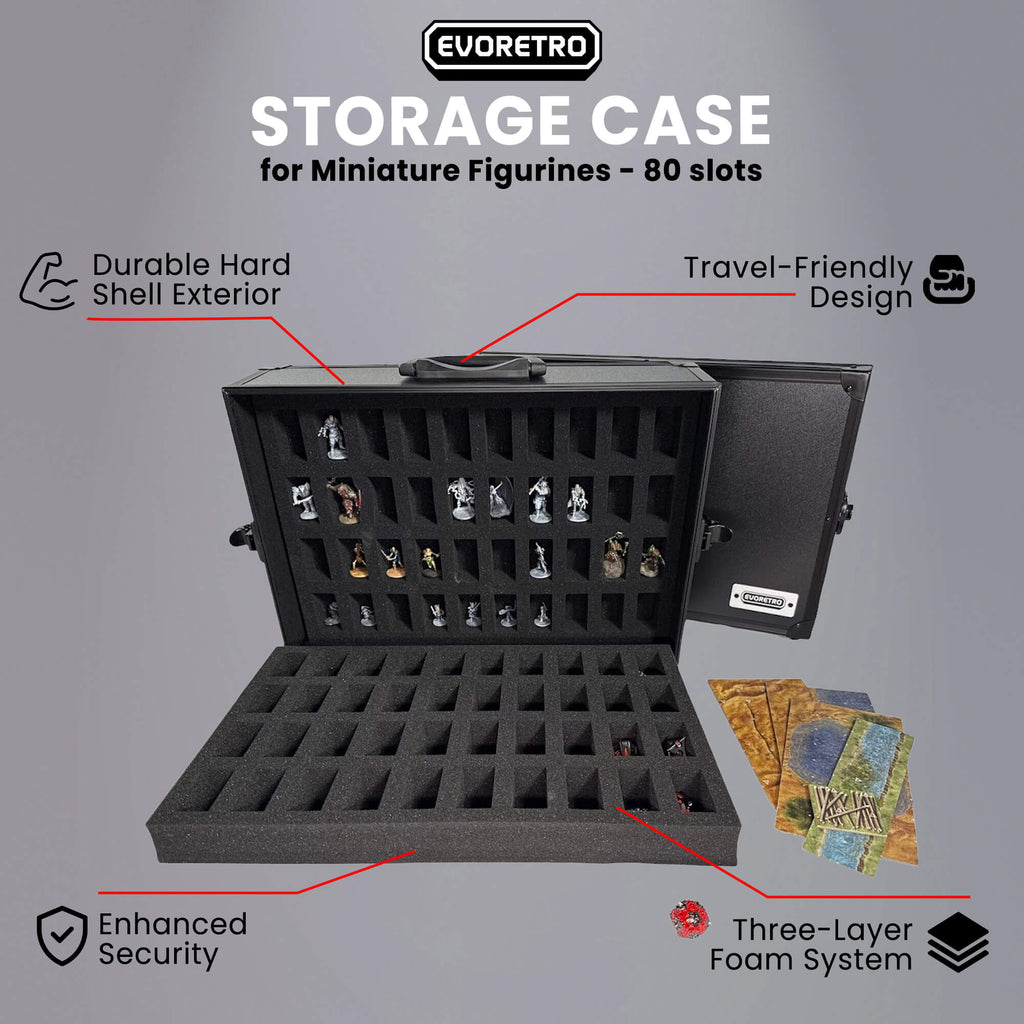 80-Slot EVORETRO Miniature Storage Case with Customizable Foam