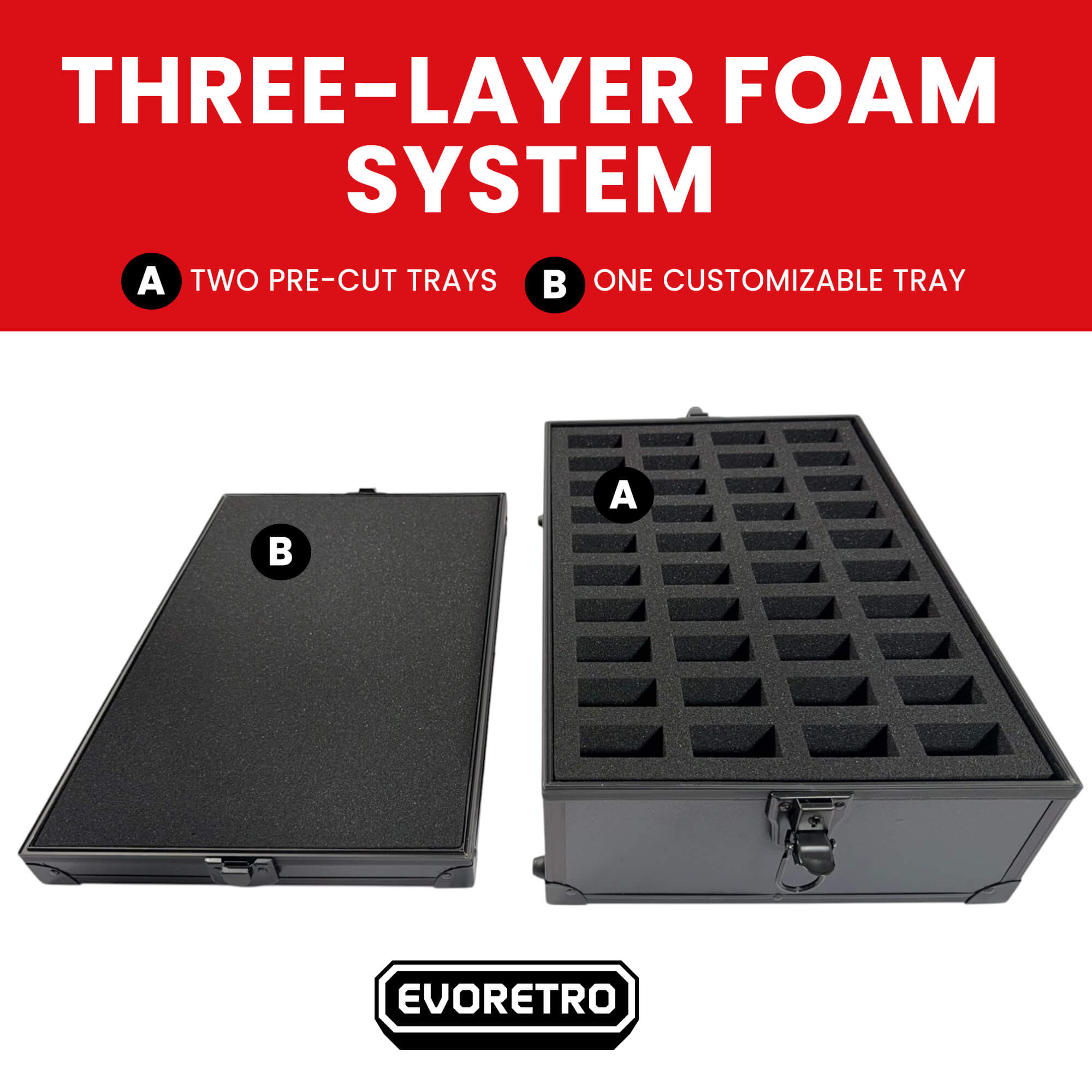 80-Slot EVORETRO Miniature Storage Case with Customizable Foam