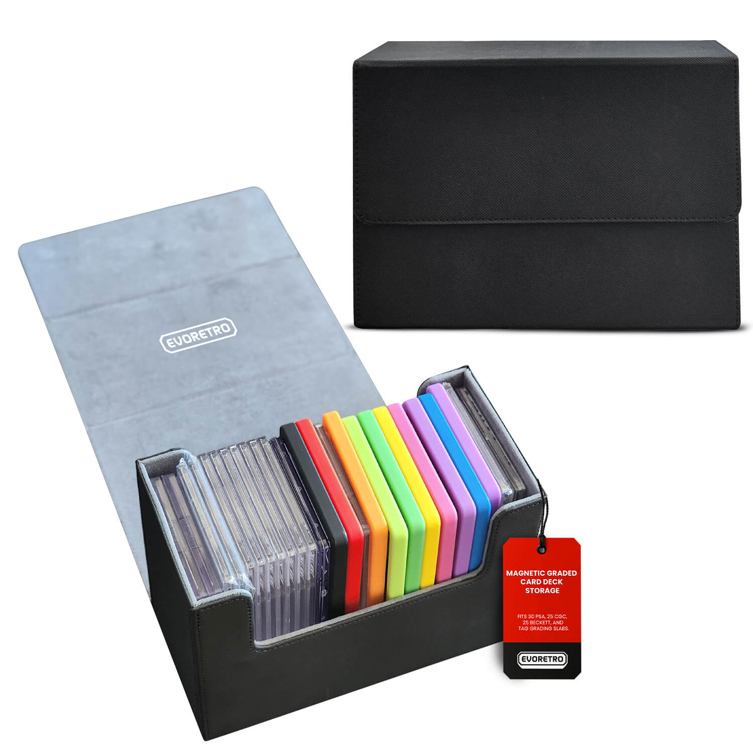 EVORETRO Magnetic Graded Card Deck Storage for 30 Graded Card