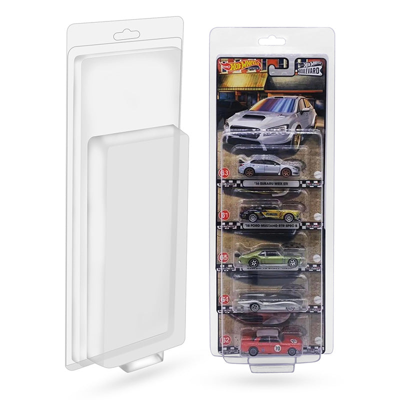 5 cars Premium EVORETRO Hot Wheels Blisters Protectors 5 Pack