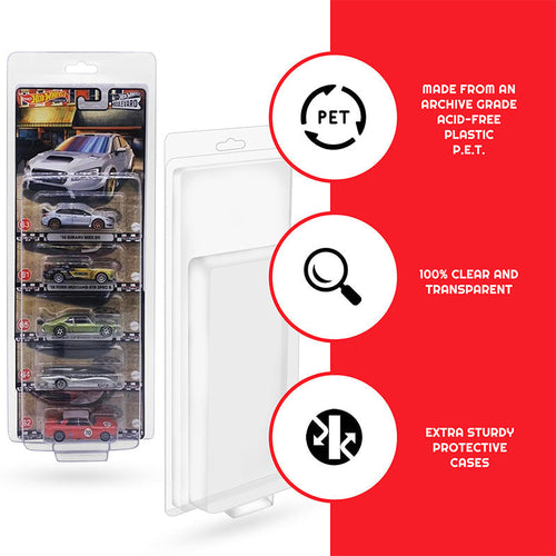 5 cars Premium EVORETRO Hot Wheels Blisters Protectors 5 Pack
