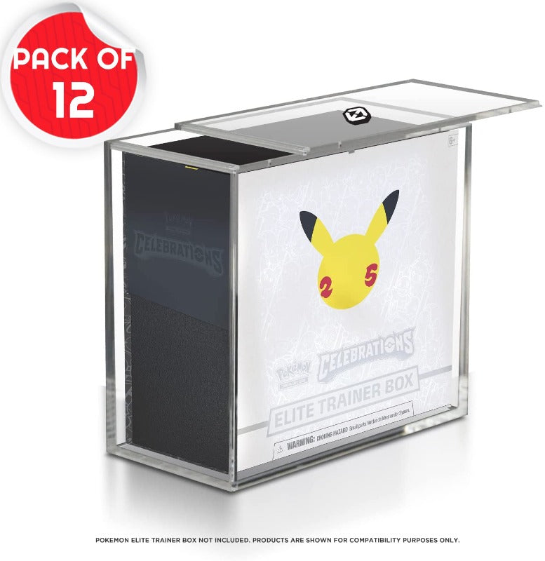 Pokemon ETB Elite Trainer Box w/ Sliding Lid Anti-UV - EVORETRO Acrylic Protector 4.0MM (Pack of 4)