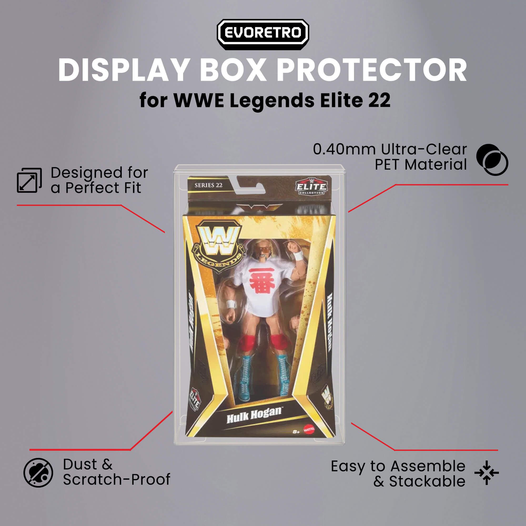 Mattel WWE Legends Series 22 EVORETRO PET Protectors (0.40 mm, 10-Pack)